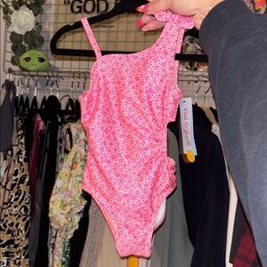 Pink Leopard One-Piece Swim w/ Side Cutout